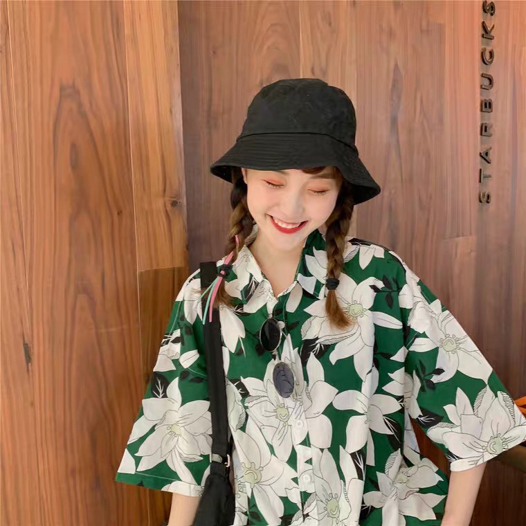 SƠ MI LOANG HOA XANH LÁ - SƠ MI HOA XANH TRẮNG ULZZANG