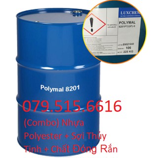 Nhựa Polyester 8201 (1kg) + Sợi Thủy Tinh (1kg) + KM Chất Đóng Rắn (Tỉ lệ trên 1kg nhựa)