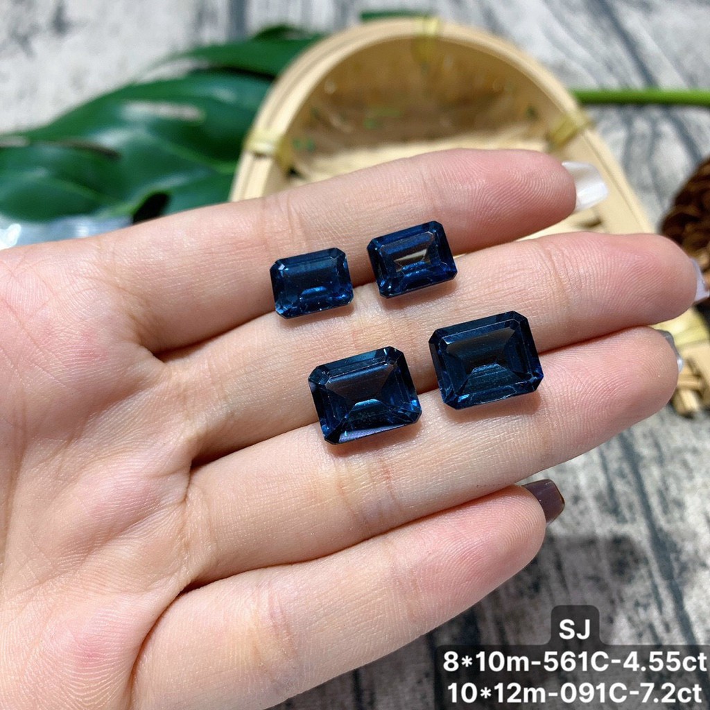 Mặt Đá Topaz London Xanh Đủ Size Chữ nhật, Giọt Nước