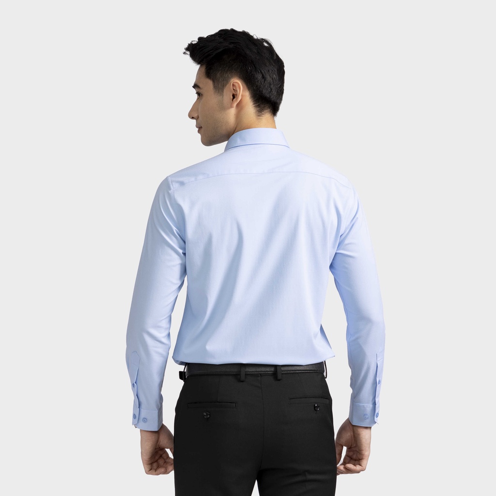 Áo sơ mi nam dài tay ARISTINO họa tiết xanh solid dobby thanh lịch, nhã nhặn-  ALS10502