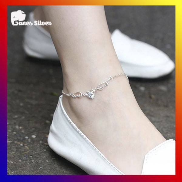 Lắc Chân Nữ Cánh Thiên Thần Chất Liệu Bạc Ta Cao Cấp - Ganes Silver | BigBuy360 - bigbuy360.vn