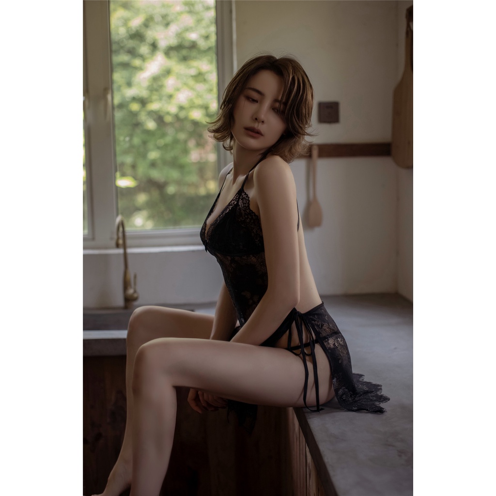 (Che tên,Tặng kèm chip) Váy ngủ ren hở lưng xả tà dây rút CP053