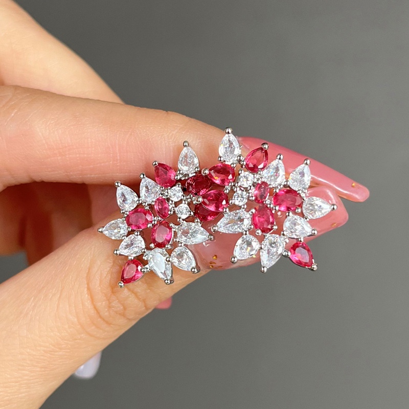 Bông Tai Hình Hoa Đính Đá Zircon Thời Trang