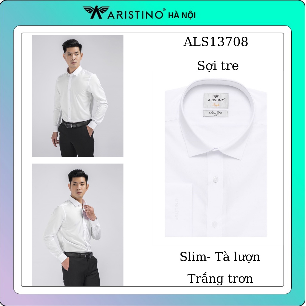 Áo sơ mi ARISTINO dài tay trắng trơn lịch lãm from slim ALS13708