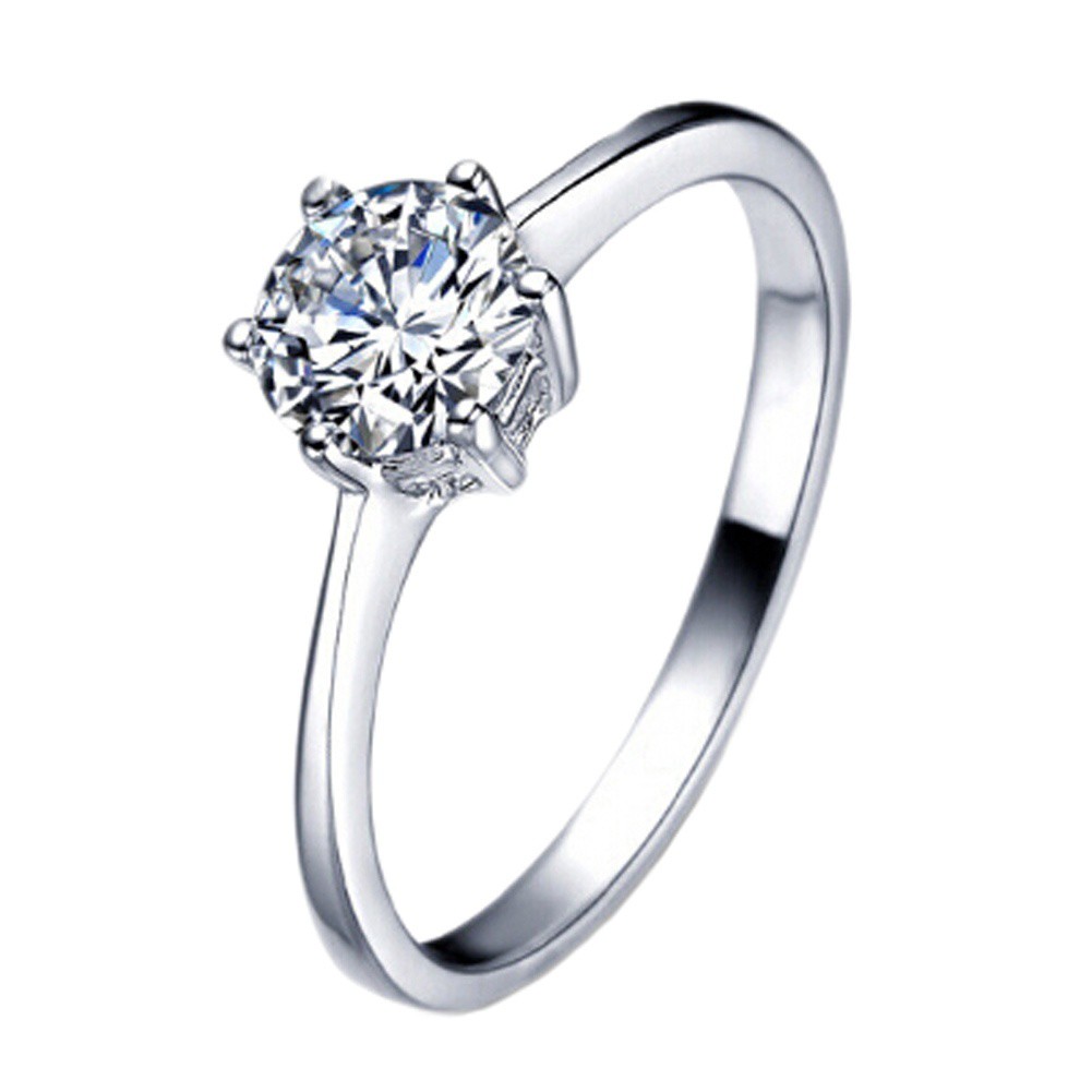 Nhẫn đính hôn trắng đá Sapphire 10K 16-19mm cho nữ