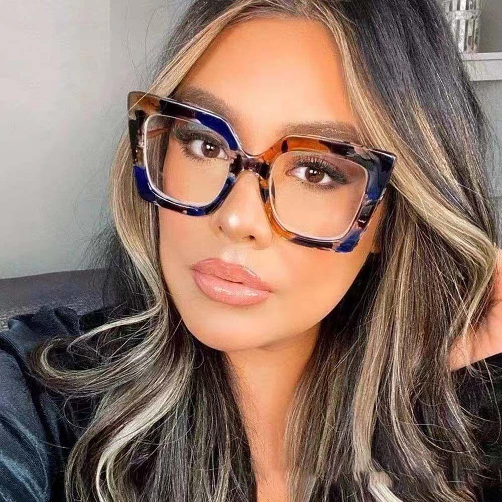 Mắt Kính Chống Bức Xạ Gọng Vuông Phong Cách Âu Mỹ Thời Trang Cho Nữ
