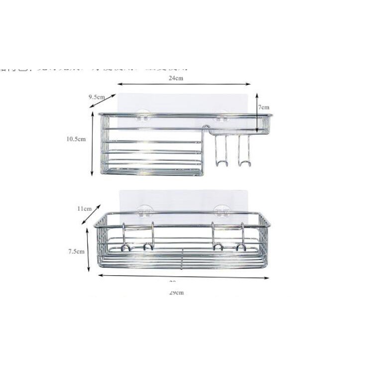 Bộ 2 Kệ Đựng Đồ Dùng Phòng Tắm Sus304 Bằng Thép Không Gỉ Với 11 Móc Chịu Lực 30 Pounds Không Cần Khoan Lỗ 2 Trong 1