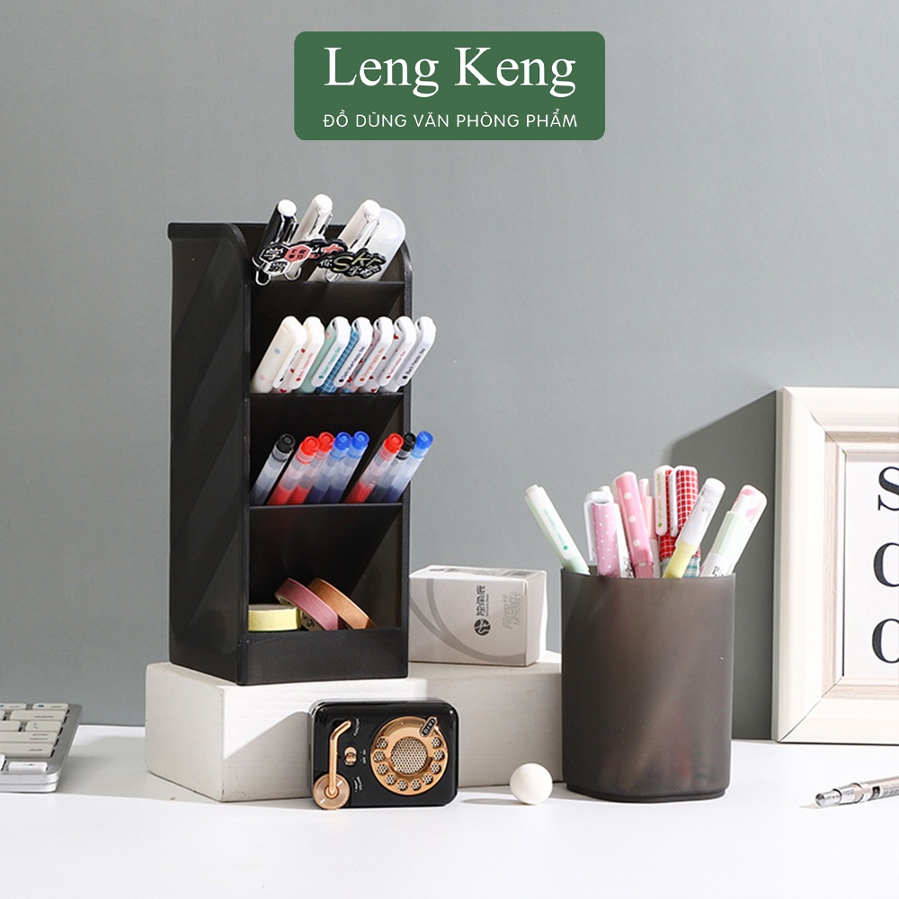 Kệ đựng bút văn phòng phẩm LENG KENG ống 4 ngăn basic
