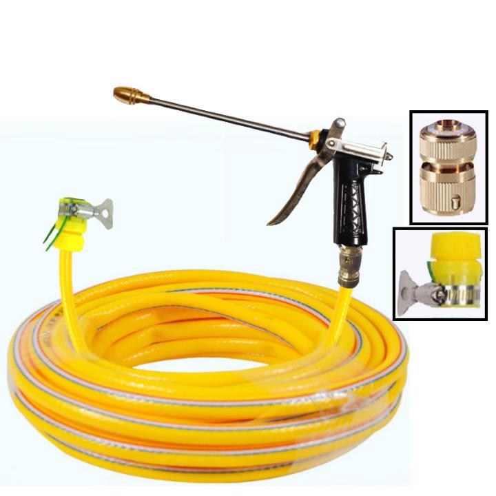Bộ dây và vòi xịt tăng áp lực nươc 300%  318498 (cút đồng - dây vàng) [SKM]