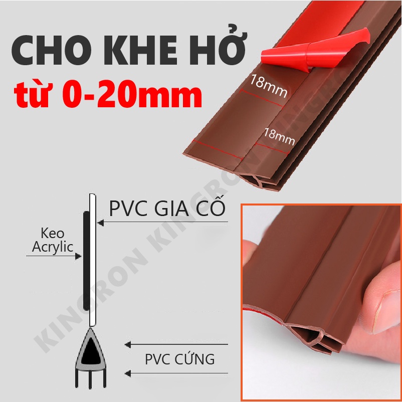Thanh PVC tam giác chặn khe cửa thế hệ mới⭐ ron dán cửa KINGRON dài 1 mét, chống bụi, chống côn trùng RPVC