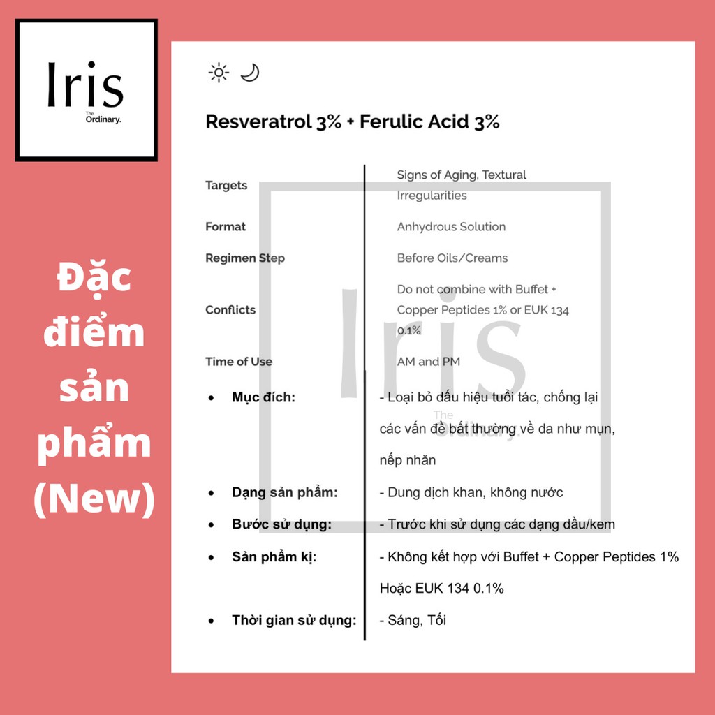 (BILL CANADA) Serum chống lão hoá - Resveratrol 3% + Ferulic Acid 3% - The Ordinary.