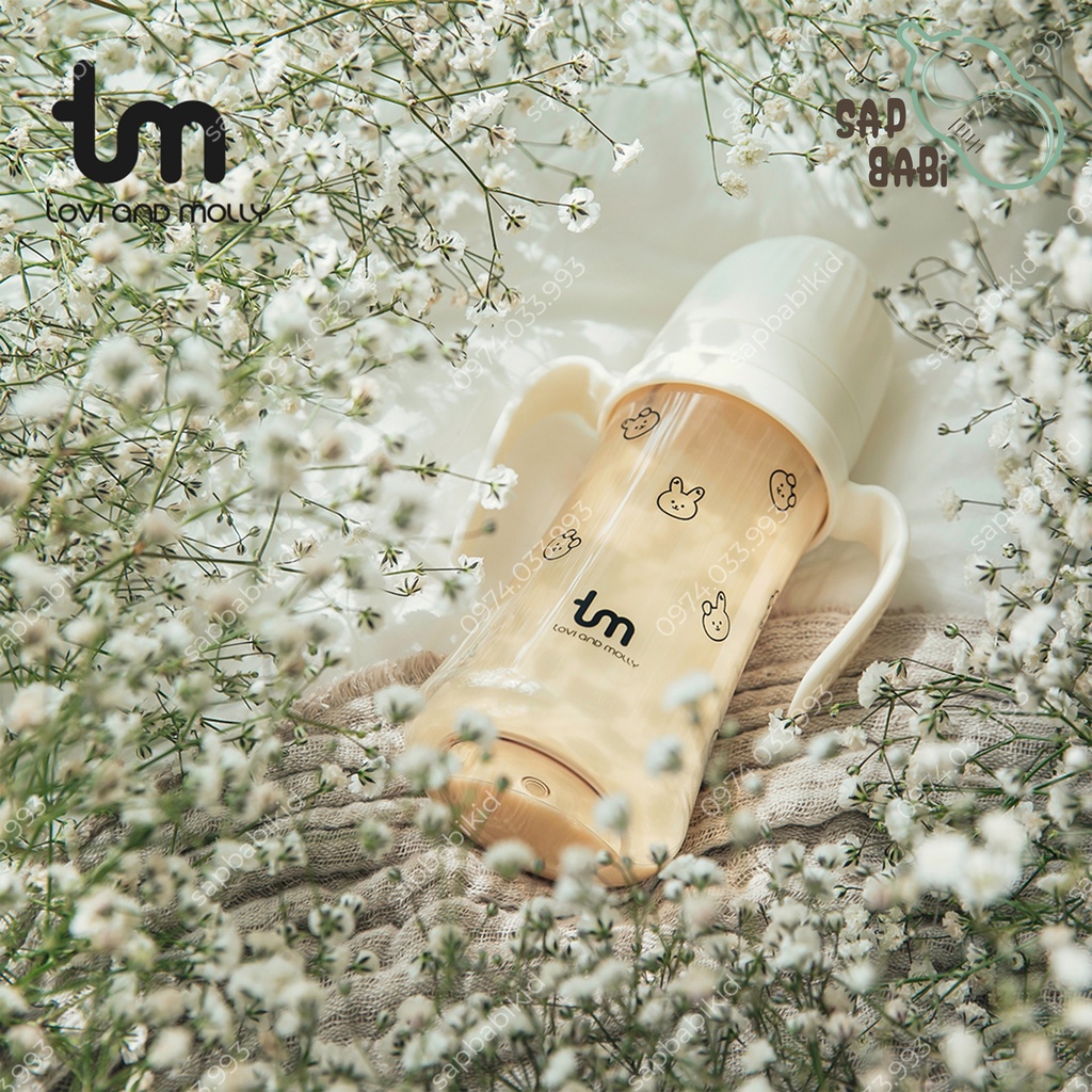Bình sữa ống hút Tovi and Molly, Bình Thỏ ống hút 180ml/280ml Hàn Quốc - Chính hãng