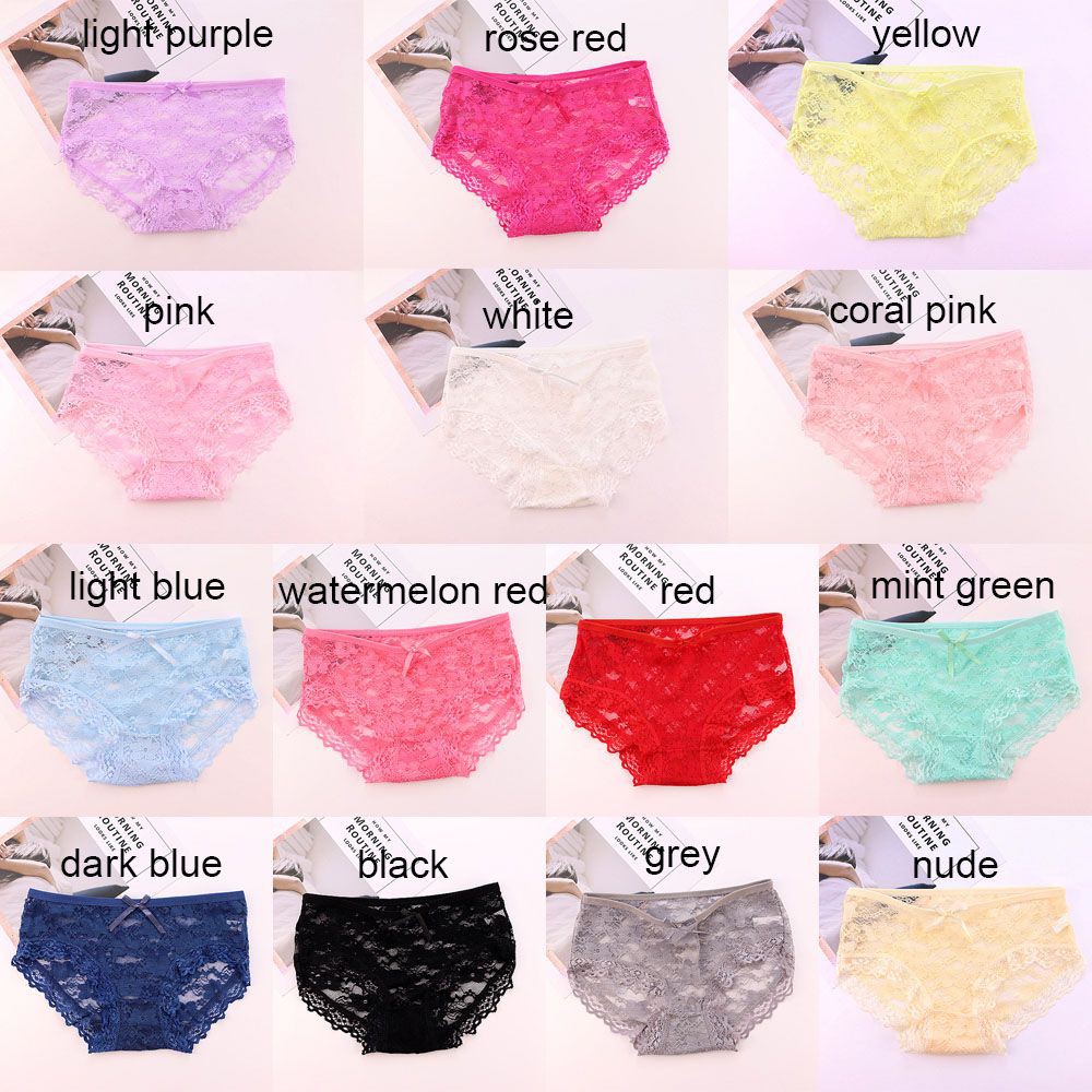 Quần Lót Ren Hoa Lưng Thấp Chất Cotton Thoáng Mát