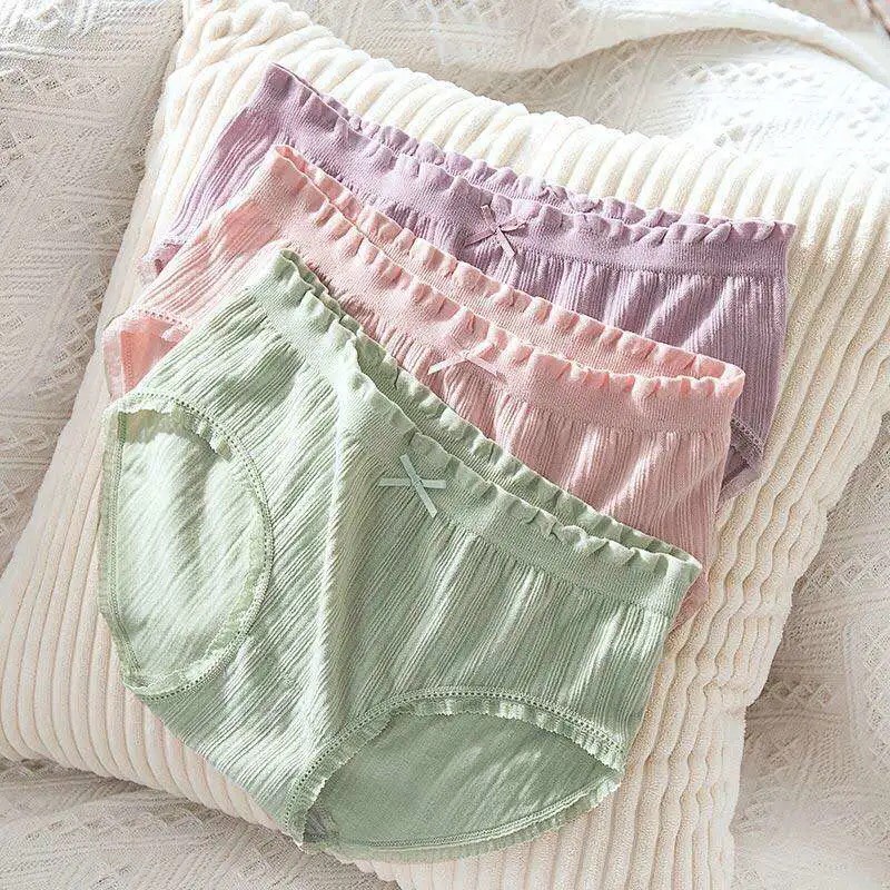 Quần Lót Không Đường May Nữ Kháng Khuẩn Đính Nơ Viền Ren Mềm Mại PINK STORE QL88 | BigBuy360 - bigbuy360.vn