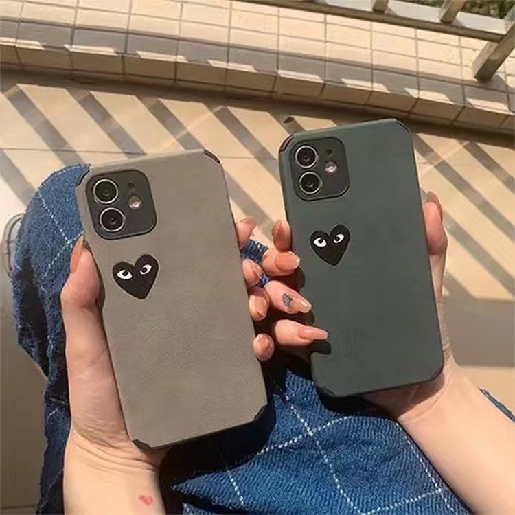 Ốp điện thoại bọc da cạnh vuông họa tiết trái tim sang trọng thích hợp cho iPhone 11 Pro Max X Xs Xr Max 6 6s 7 8 Plus