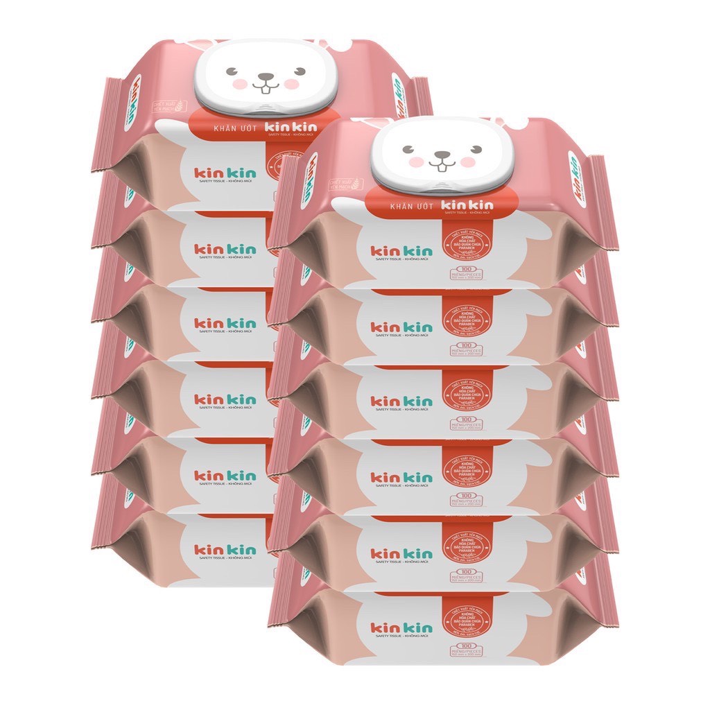 Khăn ướt không mùi cho bé sơ sinh KinKin cho da nhảy cảm 100m