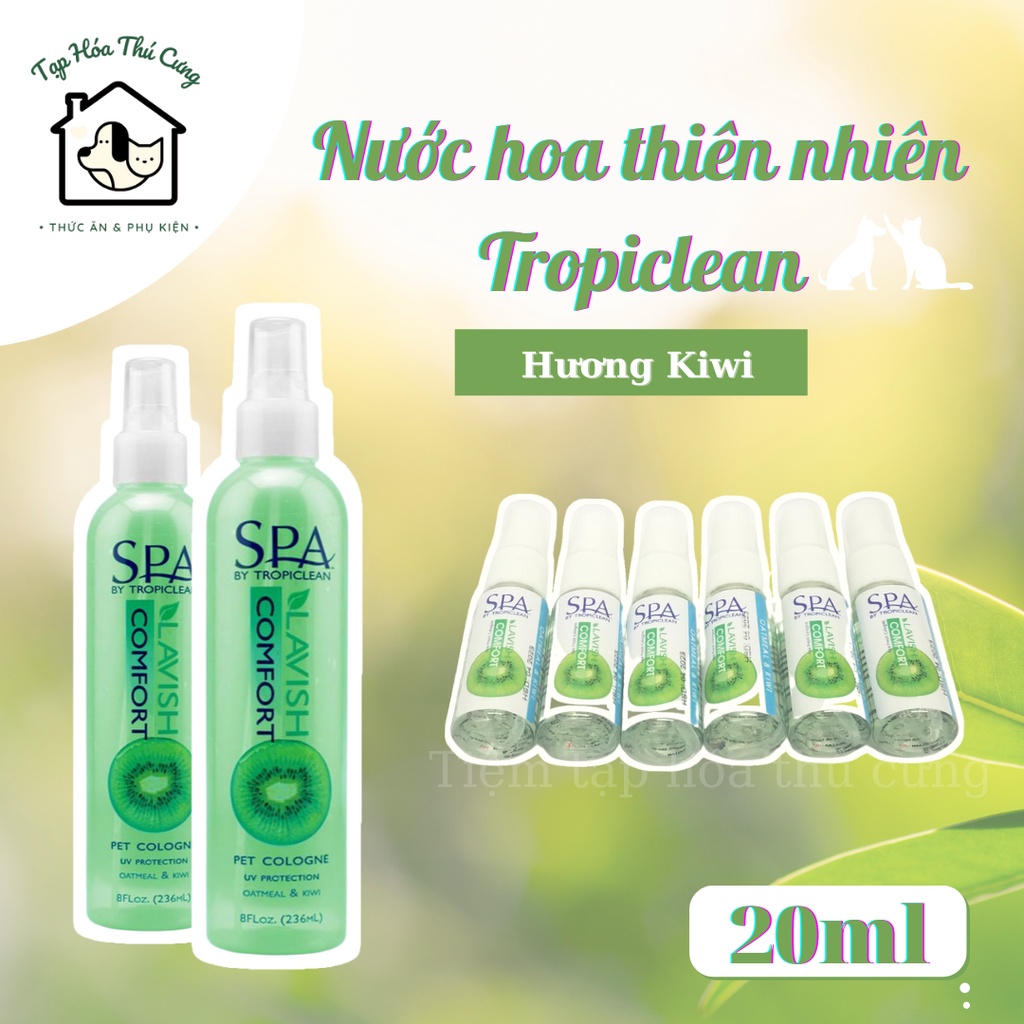 Nước hoa thiên nhiên dưỡng lông Tropiclean cho chó mèo hương kiwi 20 ml -xuất xứ Mỹ