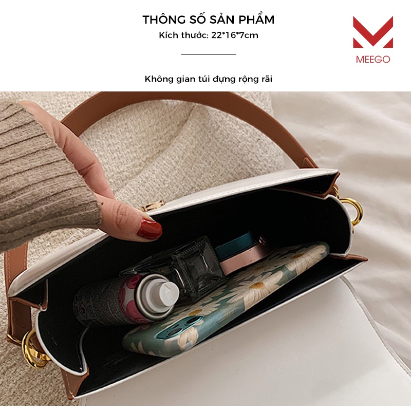 Túi Đeo Vai Đeo Chéo Dáng Yên Ngựa Phối Màu Phong Cách Hàn Quốc MEEGO G0391