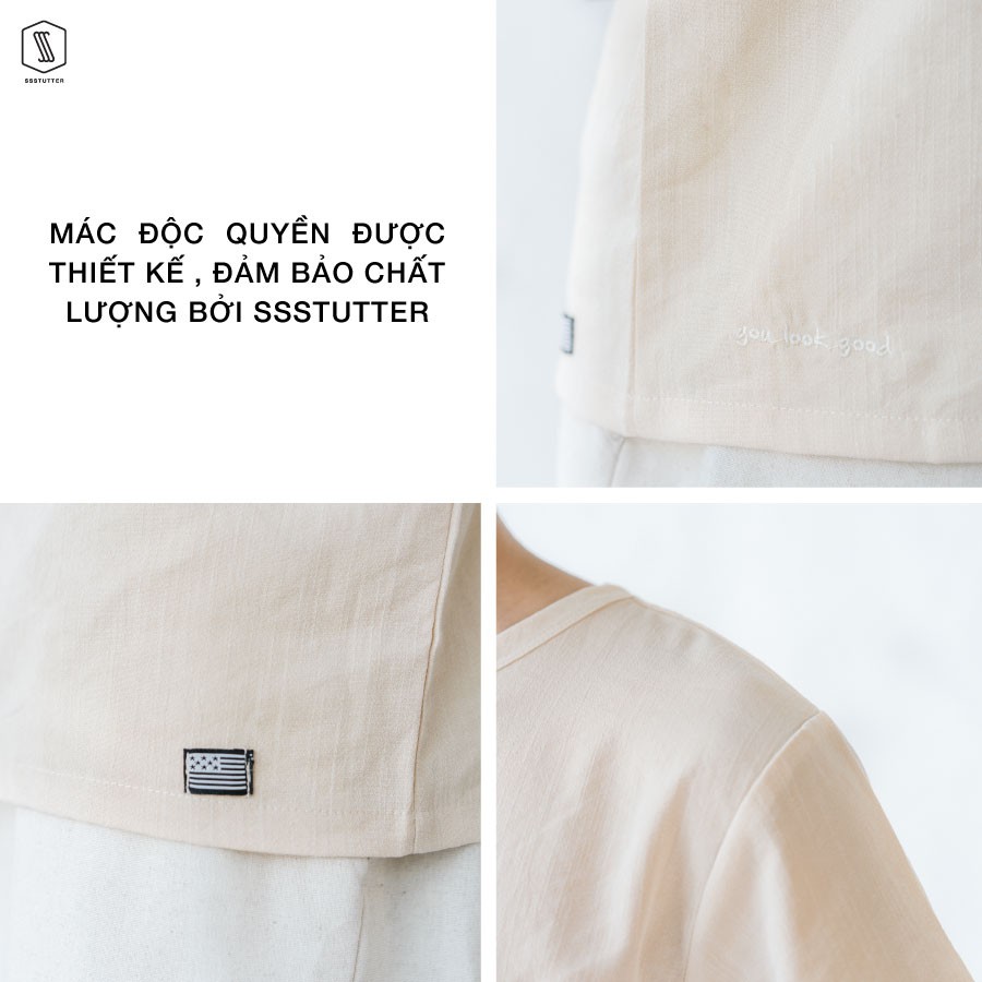 Áo phông Nam tay ngắn có túi ngực SSSTUTTER cổ tròn ngắn tay Vải Linen siêu thoáng mát 5 màu Linen Tee | BigBuy360 - bigbuy360.vn
