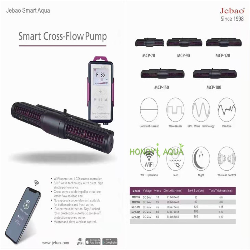 Tạo sóng MCP 120 MCP 150 MCP 180 Jebao wifi đời mới hoạt động bền bỉ,hẹn giờ cho ăn, công suất đồng bộ thiết bị bể cá