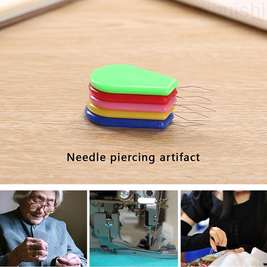 Plastic Threader DIY Multi-function Wire Loop Stitch Insertion Hand Machine Sewing Tool Random Color jihuishi