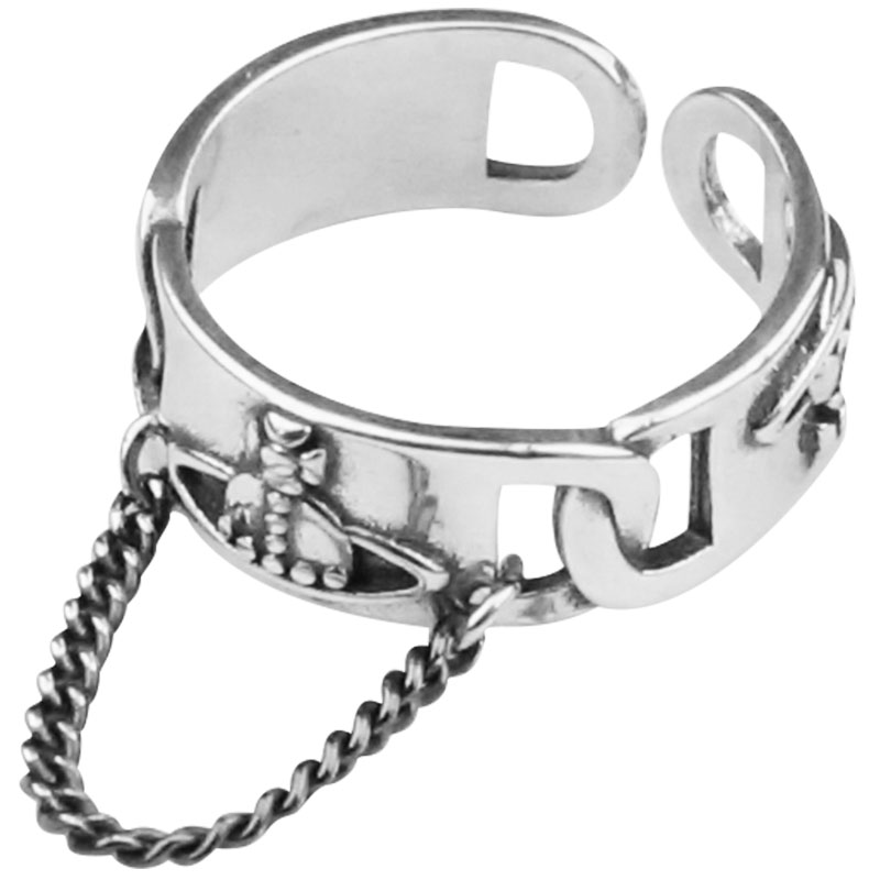 Nhẫn hở bằng bạc sao thổ màu đen 2210024