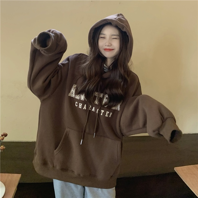 Áo Hoodie Tay Dài Rộng In Hình Thời Trang Dành Cho Nữ