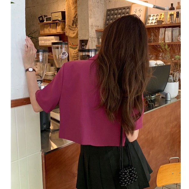 QADCOL Áo Khoác Vest Tay Ngắn Kiểu Hàn Quốc Thời Trang Cho Nữ