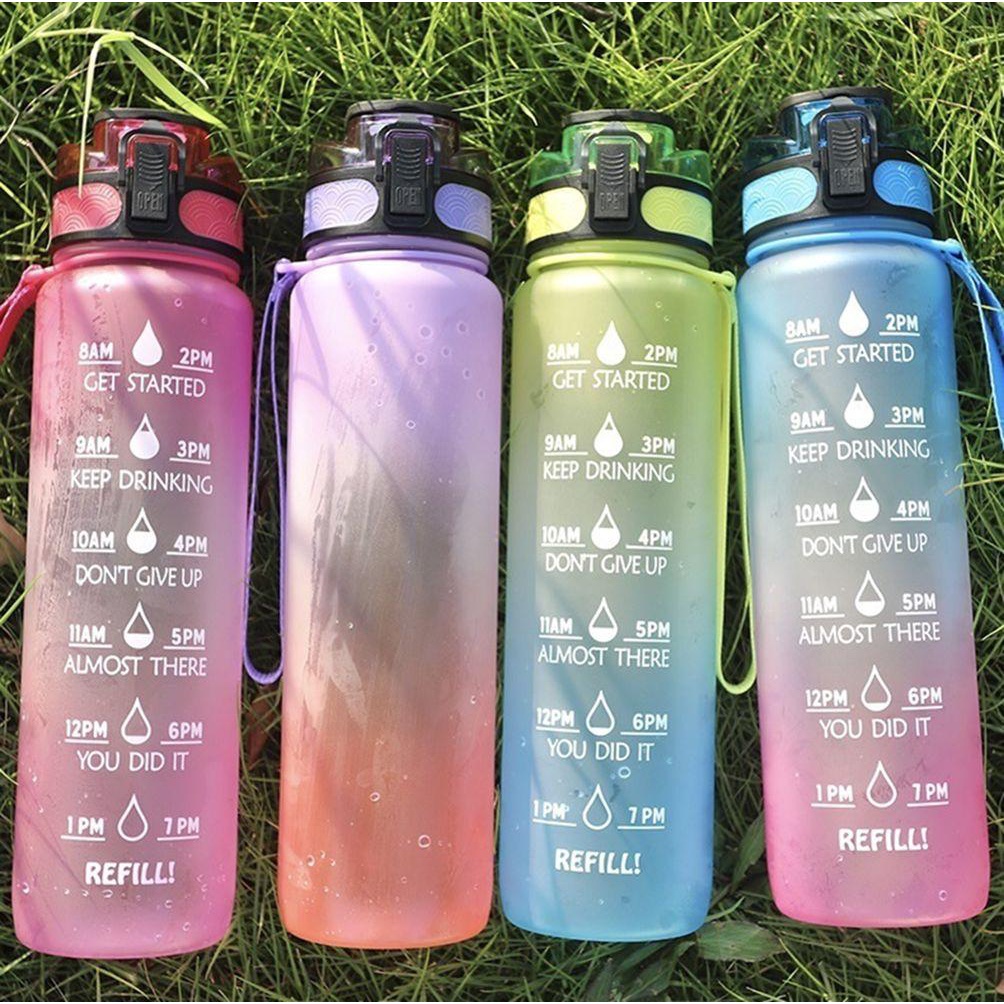 Bình Đựng Nước 1000ml Dung Tích Lớn Màu Gradient Dành Cho Học Sinh / Cắm Trại / Du Lịch / Thể Thao Ngoài Trời