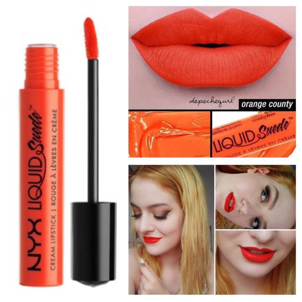 Son kem lì NYX Liquid Cream Lipstick Suede Cream 05 Orange County 4ml - Cam đỏ nóng bỏng