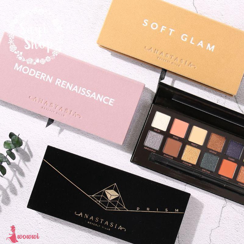 Bảng phấn mắt trang điểm lấp lánh nhung mịn 14 màu không thấm nước ANASTASIA kèm cọ tán phấn