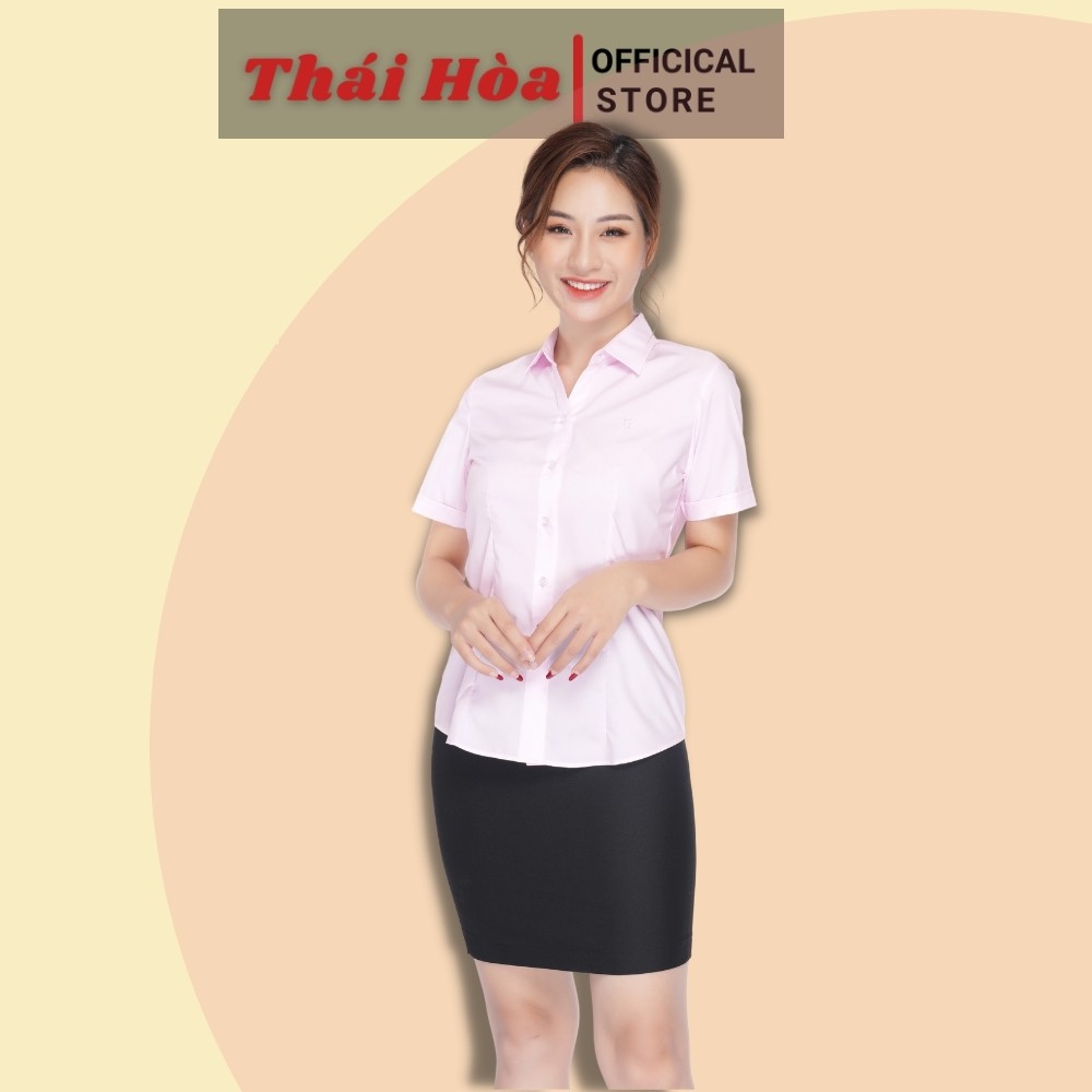 Áo sơ mi nữ công sở ngắn tay chất vải cotton N047 màu đỏ vàng hồng tím