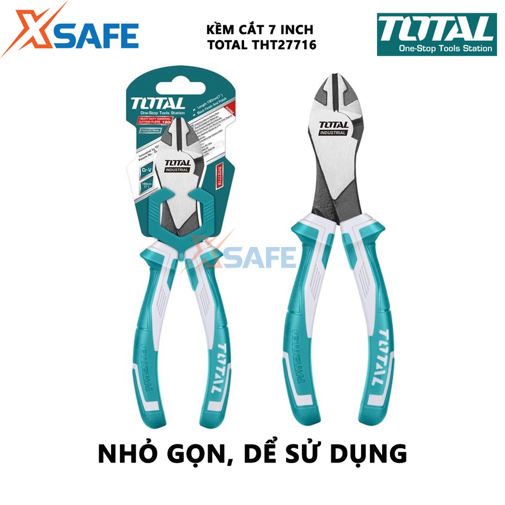 Kìm cắt đầu nặng TOTAL THT27716 Kềm cắt kích thước 7&quot;/180mm, chất liệu thép CR-V, đen bóng - Chính hãng [XSAFE]