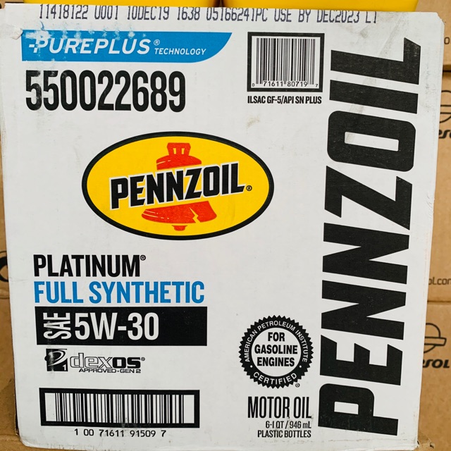 Nhớt Xe Tay Ga Cao Cấp Pennzoil Ultra Platinum 5W-30 Full Synthetic API SN Plus 946ML Made in USA