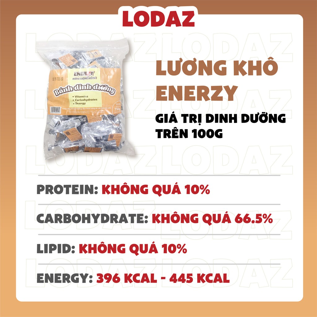 Lương khô dinh dưỡng Enerzy, nguyên liệu cao cấp, gói nhỏ tiện lợi mang đi du lịch, ăn nhẹ khi đói, gói 375gr - 25 chiếc