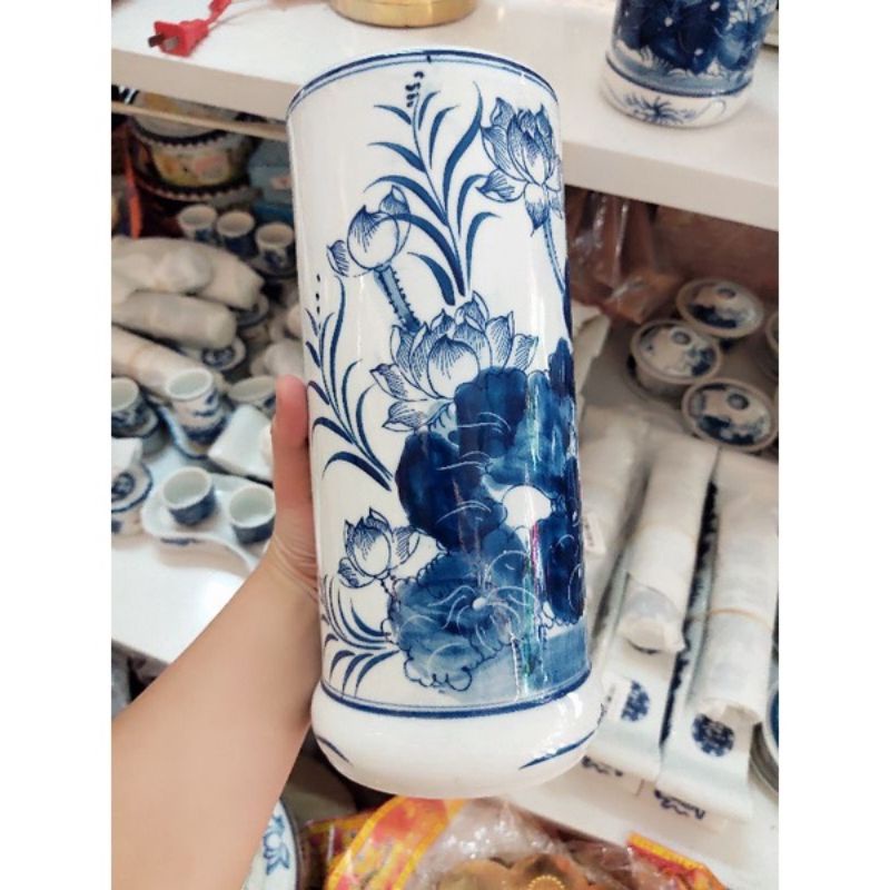 Ống cắm hương sứ Bát Tràng cao 18cm, 20cm