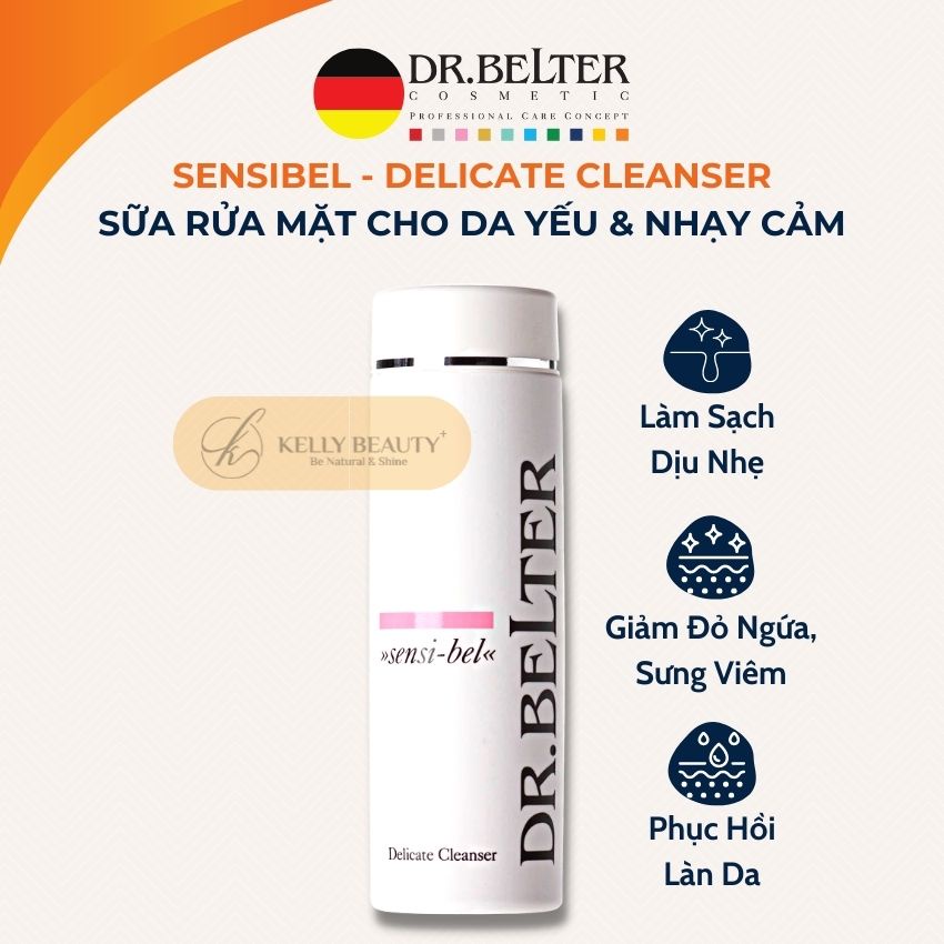 Sensibel Delicate Cleanser DR.BELTER - Sữa Rửa Mặt Cho Da Nhạy Cảm, Giãn Mao Mạch, Da Dùng Laser, Peel | Kelly Beauty