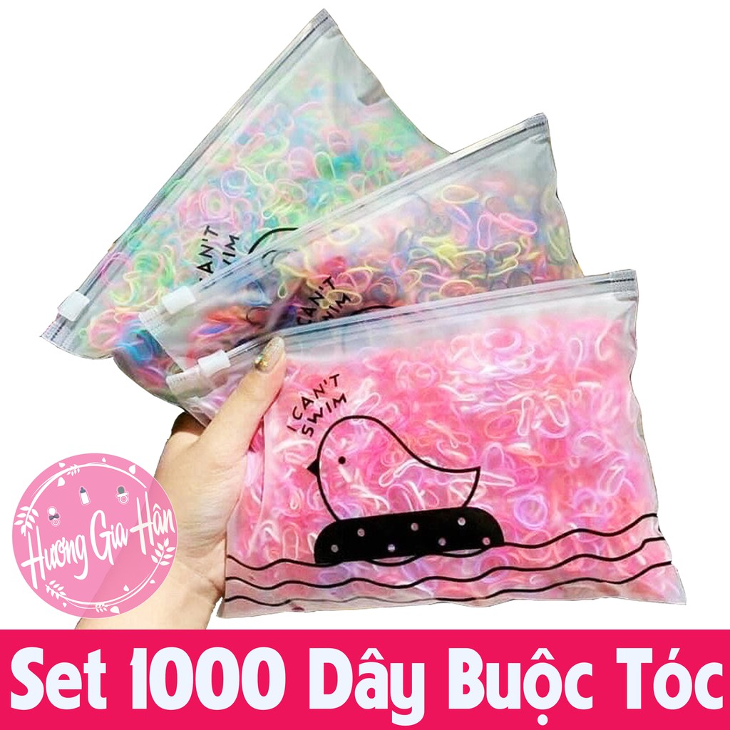 Set 1000 Dây Chun Buộc Tóc Cho Bé Yêu, Có Túi Zip Đựng Siêu Xinh