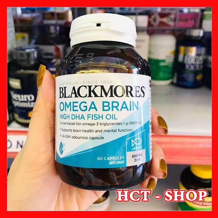 [CHÍNH HÃNG] Dầu Cá Blackmores Omega Brain High DHA Fish Oil Lọ 60 Viên Giúp Sáng Mắt Chống Mỏi Mắt