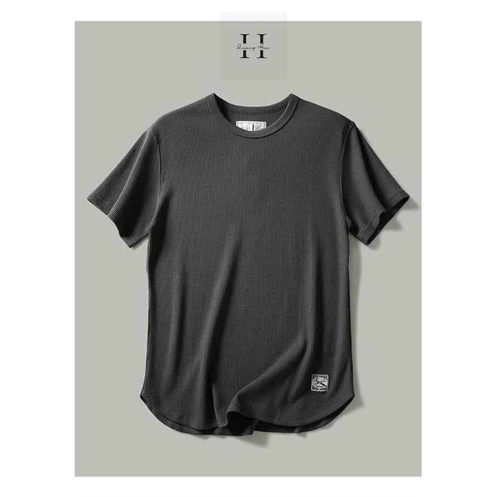 Áo thun nam cộc tay cổ tròn chất thun cotton tổ ong xuất nhật co giãn 4 chiều