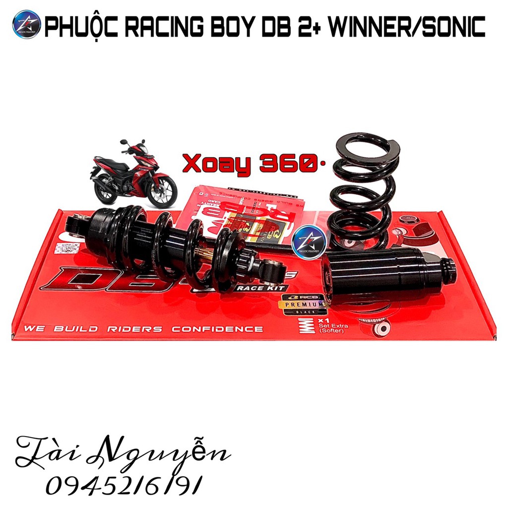 PHUỘC RACING BOY DB 2 PLUS  ĐEN TY VÀNG EXCITER - WINNER/SONIC