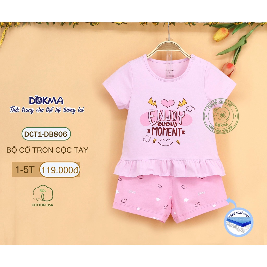 [Mã SKAMCLU7 giảm 10% cho đơn từ 0Đ] [Chính Hãng] Bộ cộc tay quần đùi cotton cổ tròn trẻ em Dokma