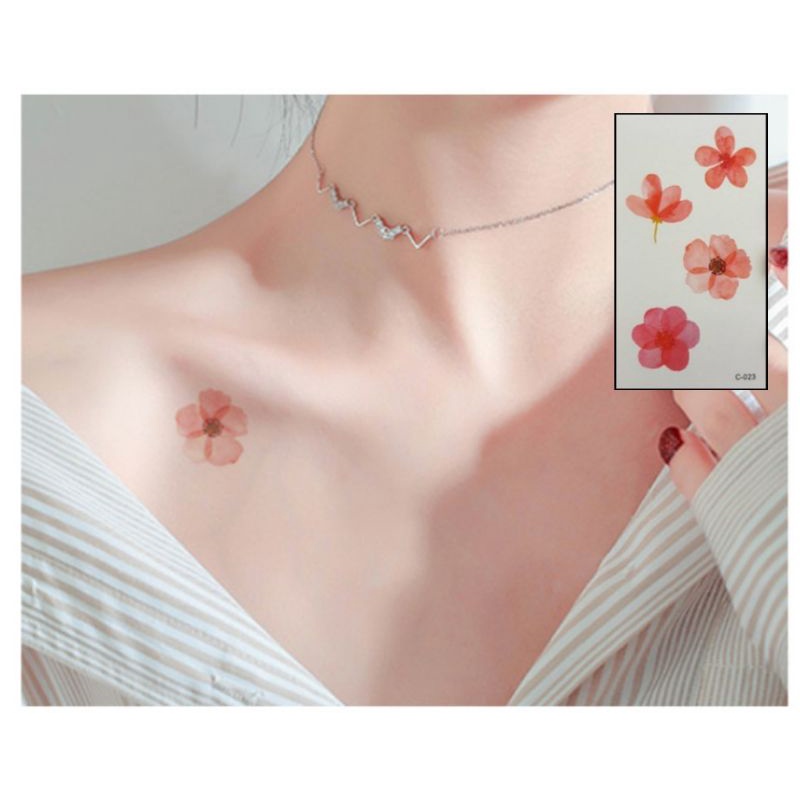 Hình xăm 4 hoa mini c23. Xăm dán tatoo mini tạm thời, size &lt;10x6cm