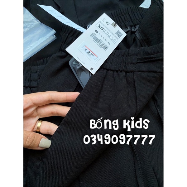 Quần Vải Nữ Li Giữa Lưng Chun Đen ZR