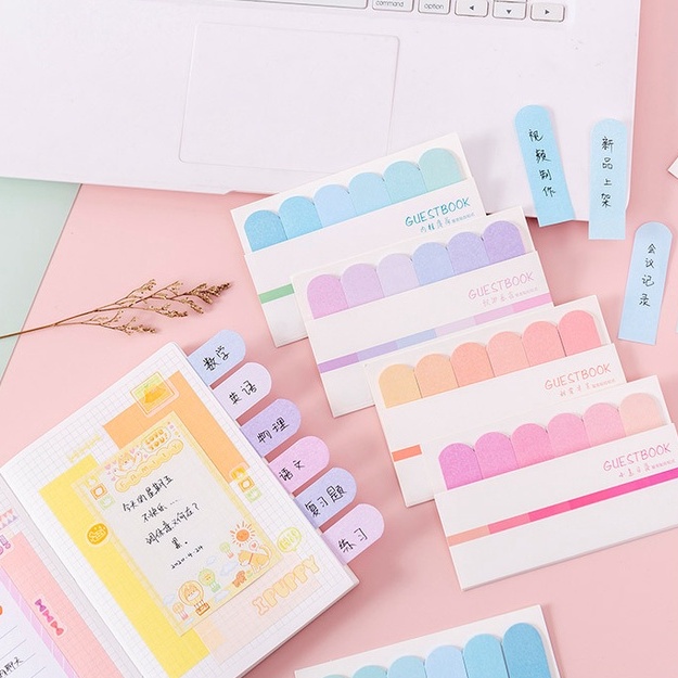 Bộ giấy dán đánh dấu sách màu cầu vồng Gradient dành cho học sinh/văn phòng