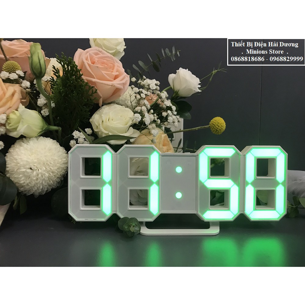 Đồng hồ LED 3D treo tường, để bàn thông minh TN623 Clock Smart