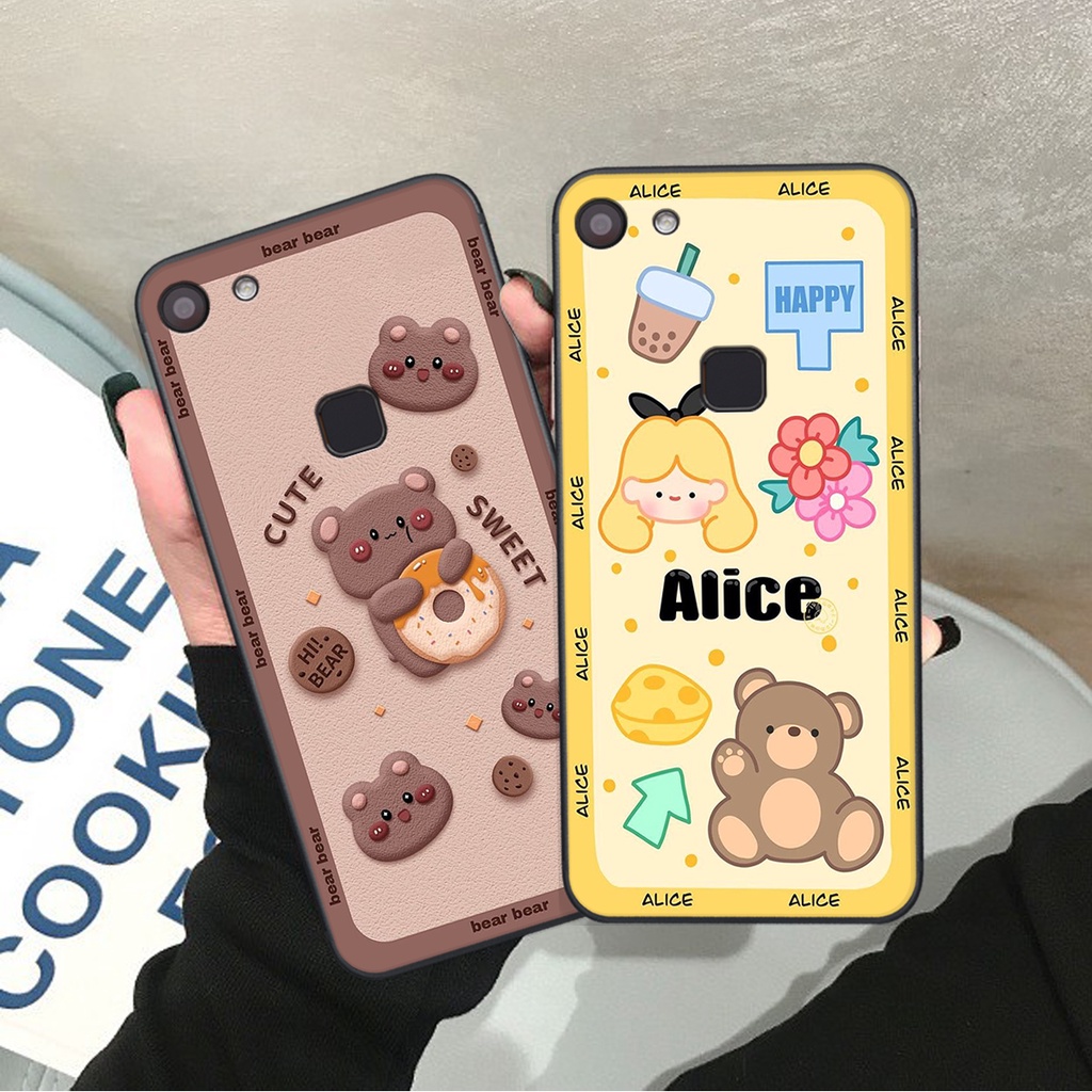Ốp lưng Vivo V7 / V7 PLUS in hình Gấu nâu - hồng, Gấu Be@rick  cực CUTE, DỄ THƯƠNG