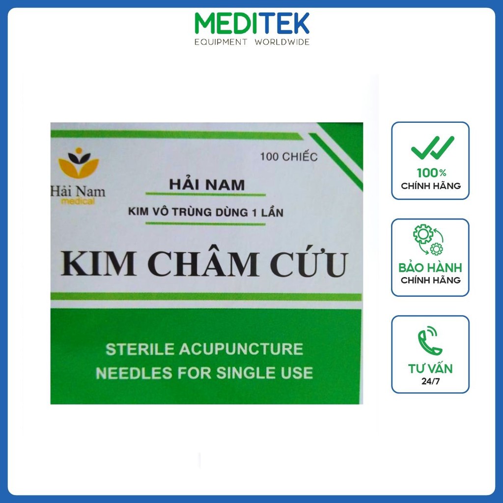 [CHÍNH HÃNG] Kim châm cứu Hải Nam - Hộp 100 kim,nhập khẩu hoàn toàn, làm từ thép y tế chuyên dụng không gỈ