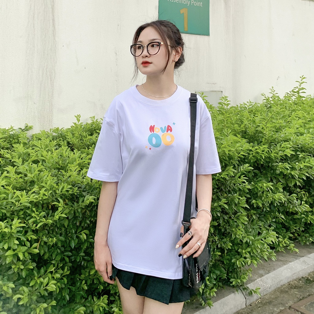 Áo Phông Tay Lỡ Form Rộng Local Brand Novado Fashion Cotton 4 Chiều Nam / Nữ Dày Dặn Thoáng Mát Trắng N20T-HT