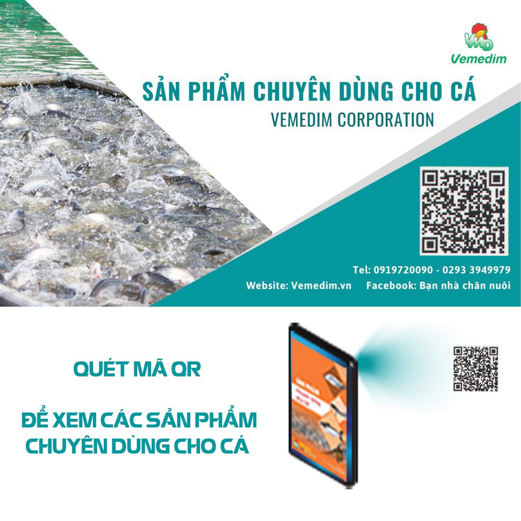 Vemedim Probi for Fish hỗ trợ hệ tiêu hóa cho cá, giúp cá hấp thu dưỡng chất từ thức ăn, gói 1kg